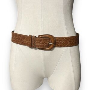 CIPRIANI Brown Italian Alligator Calfskin Statement Belt VINTAGE